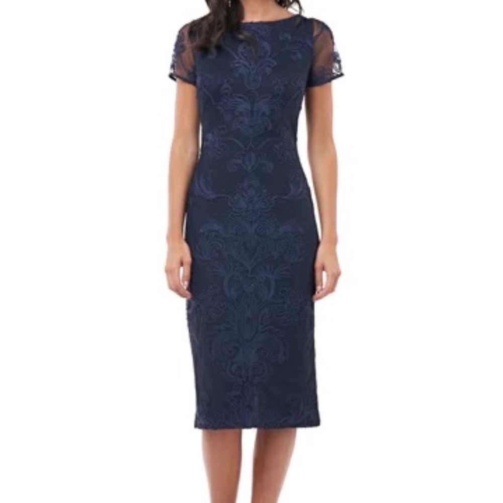 JS Collections:   FANCY Cocktail Dress-Embroidered & Beaded - Navy Blue - Size 4